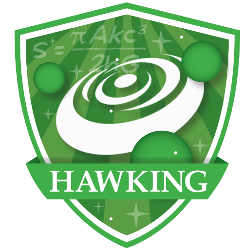 A green shield with white swirls and text

Description automatically generated