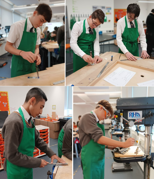 A collage of young men working in a workshop

Description automatically generated