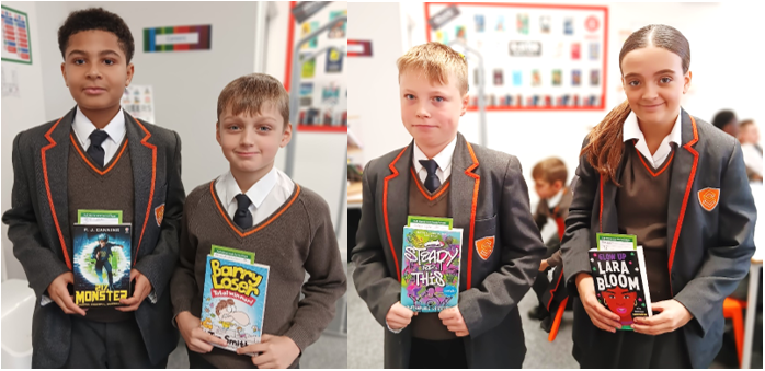 A collage of boys holding books

Description automatically generated