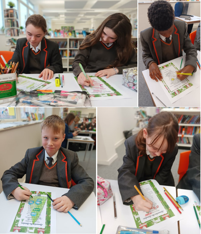 A collage of children writing on a book

Description automatically generated