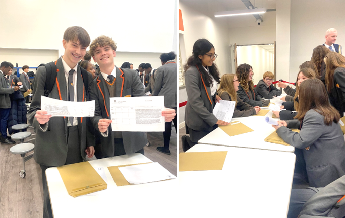 A collage of two people holding papers

Description automatically generated